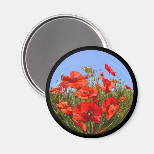 POPPY & BUTTERFLY ~ Magnet (Vorderseite/Rückseite)