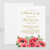 Poppy Celebration of Life Funeral Einladung (Vorne/Hinten)