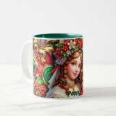 POPPY ~ CHRISTMAS MUTTER UND KIND ~ ZWEIFARBIGE TASSE (Vorderseite Links)