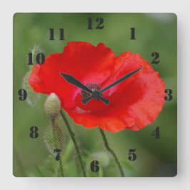 Poppy Clock Quadratische Wanduhr