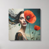 Poppy Collage Portrait Leinwanddruck (Vorderseite)
