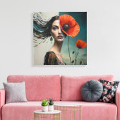 Poppy Collage Portrait Leinwanddruck (Insitu (Wohnzimmer))