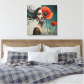Poppy Collage Portrait Leinwanddruck (Insitu (Schlafzimmer))