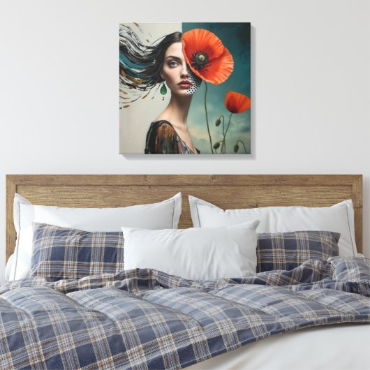 Poppy Collage Portrait Leinwanddruck (Insitu (Schlafzimmer))