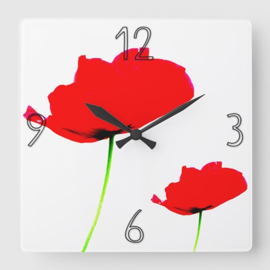 POPPY Collection 01 Wall Clock Quadratische Wanduhr (Vorderseite)