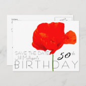 POPPY Collection 50. Geburtstag Save the Date Ankündigungspostkarte (Vorne/Hinten)