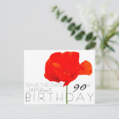 POPPY Collection 90. Geburtstag Save the Date Ankündigungspostkarte (Stehend Vorderseite)