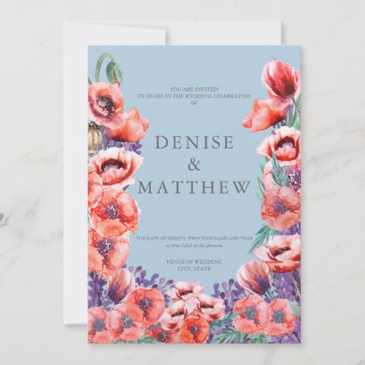 Poppy Collection mit Omphalodes Blue Background Einladung (Vorderseite)