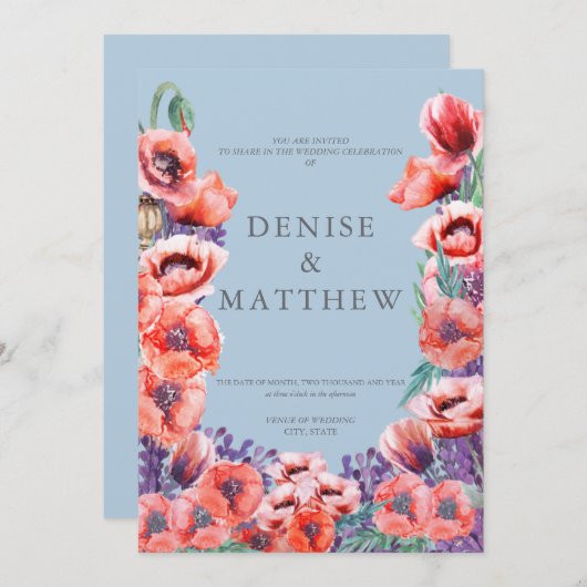 Poppy Collection mit Omphalodes Blue Background Einladung (Vorne/Hinten)