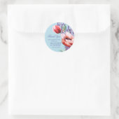 Poppy Collection mit Spun Sugar Blue Hintergrund C Runder Aufkleber (Tasche)