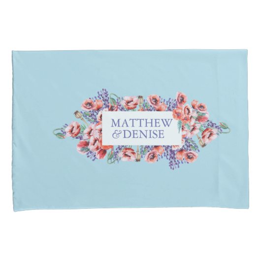 Poppy Collection mit Spun Sugar Blue Hintergrund I Kissenbezug (Vorderseite-Rechts)