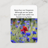 Poppy Cornflower Meadow Memorial Pocket Keepake Visitenkarte (Vorderseite)