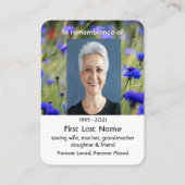 Poppy Cornflower Meadow Memorial Pocket Keepake Visitenkarte (Rückseite)