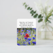 Poppy Cornflower Meadow Memorial Pocket Keepake Visitenkarte (Stehend Vorderseite)