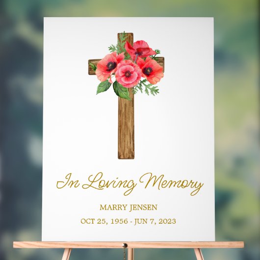Poppy cross Memorial Funeral Acrylschild (Neutral)