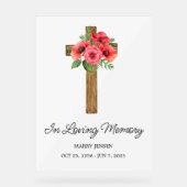 Poppy cross Memorial Funeral Acrylschild (Vorderseite)