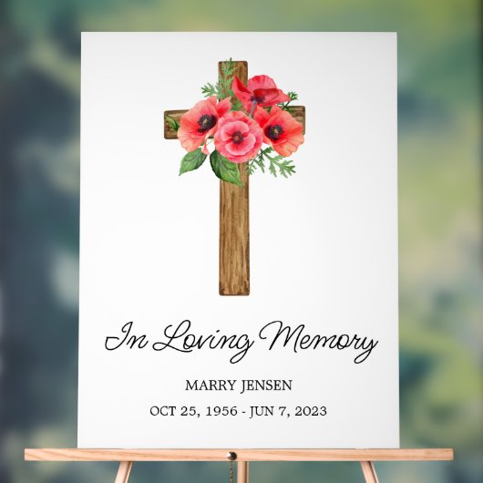 Poppy cross Memorial Funeral Acrylschild (Neutral)
