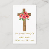 Poppy Cross Memorial Funeral Prayer Card Visitenkarte (Vorderseite)