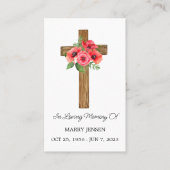 Poppy Cross Memorial Funeral Prayer Card Visitenkarte (Vorderseite)