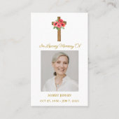 Poppy Cross Memorial Photo Funeral Prayer Card Visitenkarte (Vorderseite)