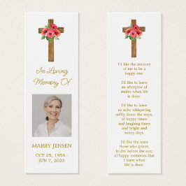 Poppy Cross Photo Funeral Bookmark