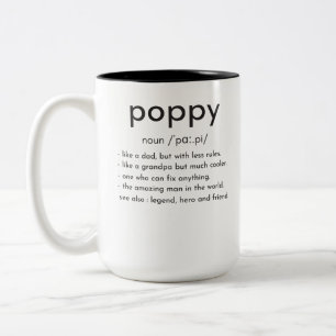 Poppy Definition lustige Großvater Vater Tag Zweifarbige Tasse
