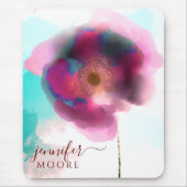 Poppy des Troy Burgundy Watercolor-Skripts Mousepad (Vorne)