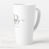 Poppy Elegant Script Monogram Silver Green Milchtasse (Rechte Ecke)