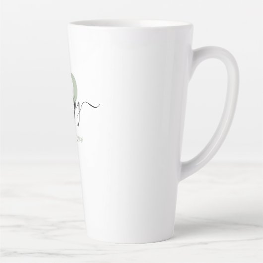 Poppy Elegant Script Monogram Silver Green Milchtasse (Rechts)