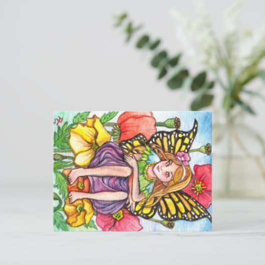 Poppy Fairy Postkarte (Stehend Vorderseite)