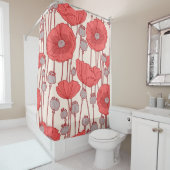 Poppy Field Dance: Nahtlose, florale Rhapsodie Duschvorhang (Beispiel)