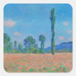 Poppy Field, Giverny (1891) Claude Monet Kunstgewe Quadratischer Aufkleber