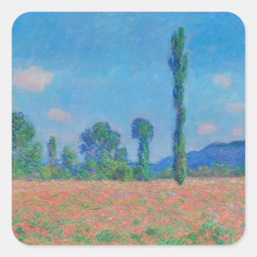Poppy Field, Giverny (1891) Claude Monet Kunstgewe Quadratischer Aufkleber (Vorderseite)