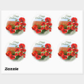 POPPY FIELD Happpy Birthday Classic Round Sticker (Blatt)