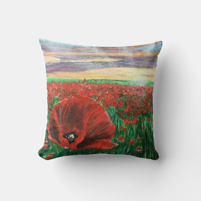 Poppy Field SF Throw Kissen (Vorderseite)