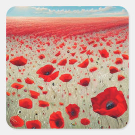 Poppy Field Square Aufkleber