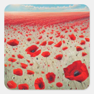 Poppy Field Square Aufkleber