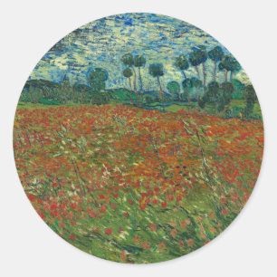 Poppy Field - Vincent van Gogh Runder Aufkleber