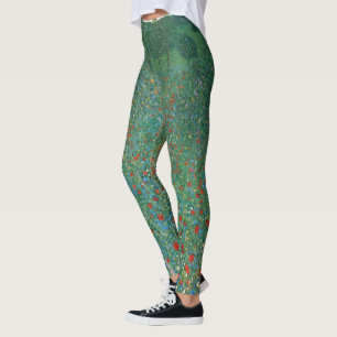 Poppy Field von Gustav Klimt, Vintager Jugendstil Leggings
