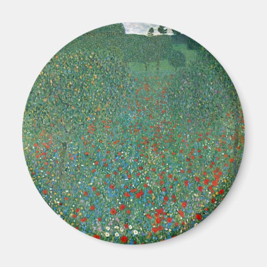 Poppy Field von Gustav Klimt, Vintager Jugendstil Magnet (Vorne)