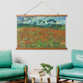 Poppy Field von Vincent Van Gogh Wandteppich Mit Holzrahmen