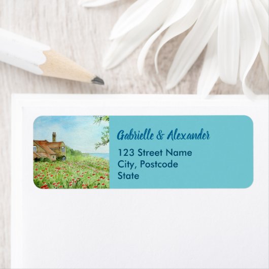 Poppy Field Wasserfarbe Malerei Hochzeit (Insitu)