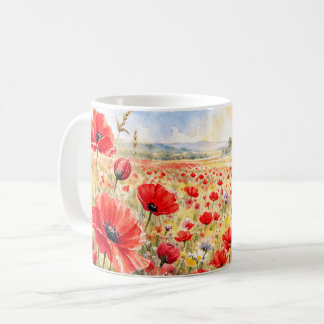Poppy Field - Watercolour Poppy Kaffeetasse