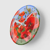 Poppy Field With Butterfly Runde Wanduhr (Winkel)