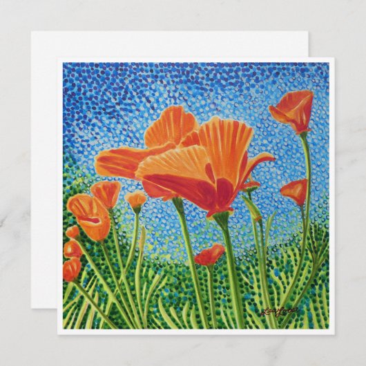 Poppy Flat Notecard Mitteilungskarte (Vorne/Hinten)