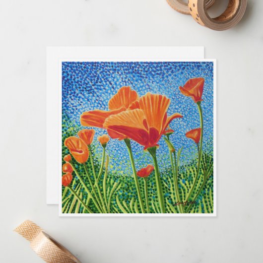 Poppy Flat Notecard Mitteilungskarte (Vorderseite/Rückseite Beispiel)
