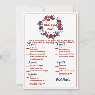 Poppy Floral Baby Dusche 2x Spiele Einladung