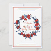 Poppy Floral Baby Dusche Begrüßungszeichen Einladung (Vorderseite)