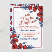 Poppy Floral Baby Dusche Spate Night Diapers Spiel Einladung (Vorne/Hinten)