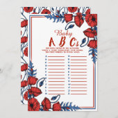 Poppy Floral Baby Shower Baby ABCs Game Einladung (Vorne/Hinten)